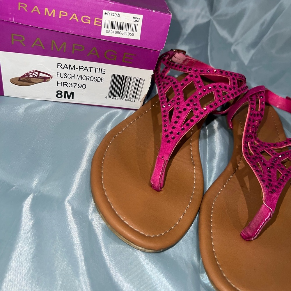 Pink Rhinestone T-Strap Sandals - Picture 6 of 6